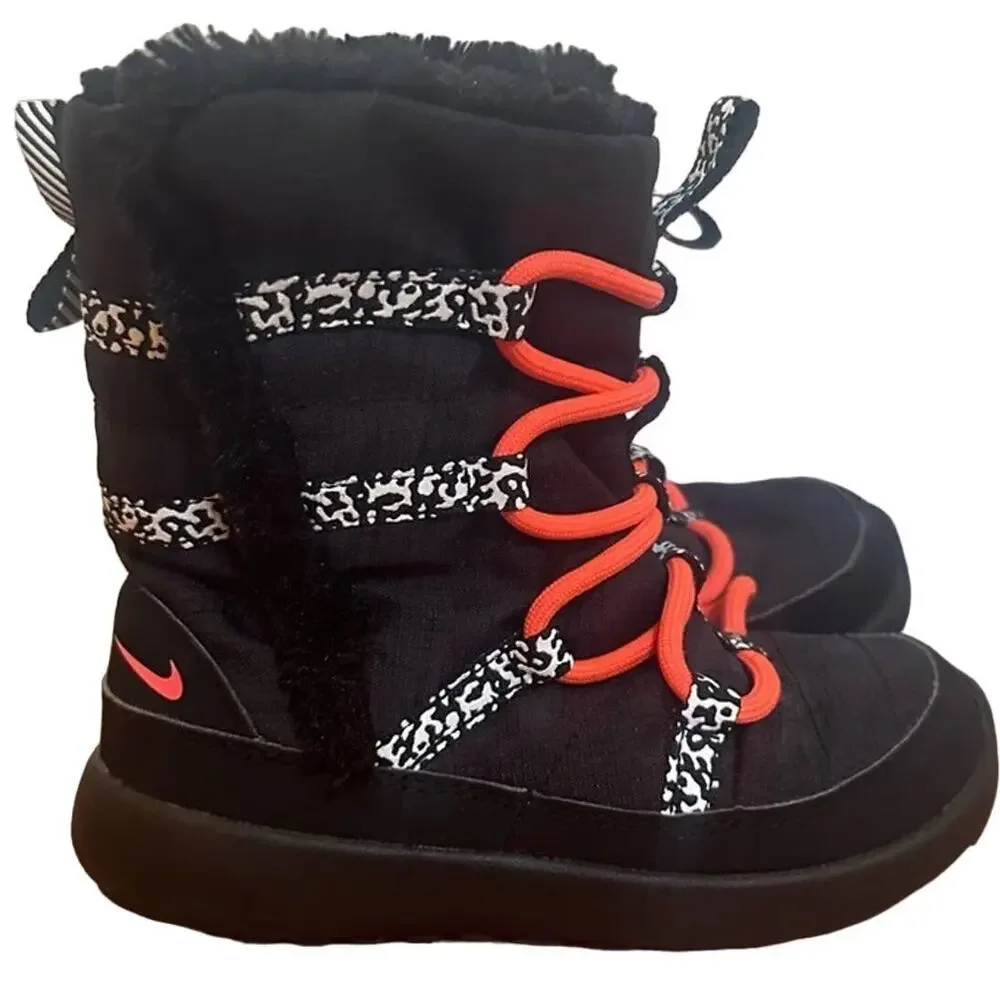 NIKE Winter Boots Roshe Run High Sneakerboot TD ‘Black Hyper Punch’ sz 10 Winter